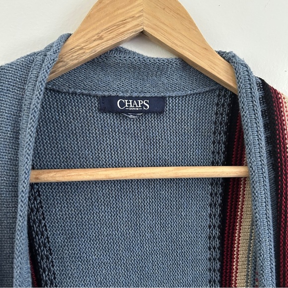 Women’s Chaps Blue Sleeveless Cardigan with Southwestern Pattern Large - Picture 2 of 4